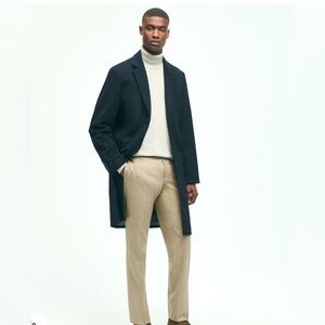 Brooks Brothers Loro Piana Storm System Wool Black Top Coat Overcoat Mens 46R